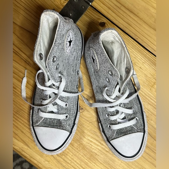 Converse silver sparkle knit high tops. Chuck Taylor All Stars #23 - Picture 2 of 9
